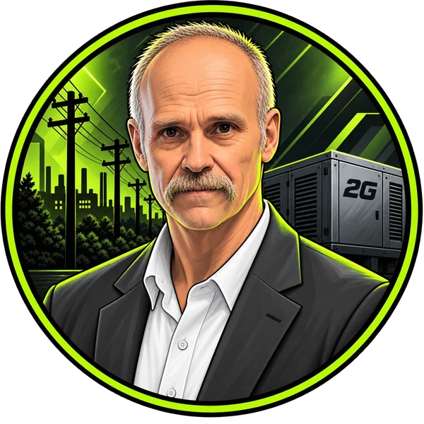 Illustrated portrait of Tim Gould, CEO of 2G Power Solutions