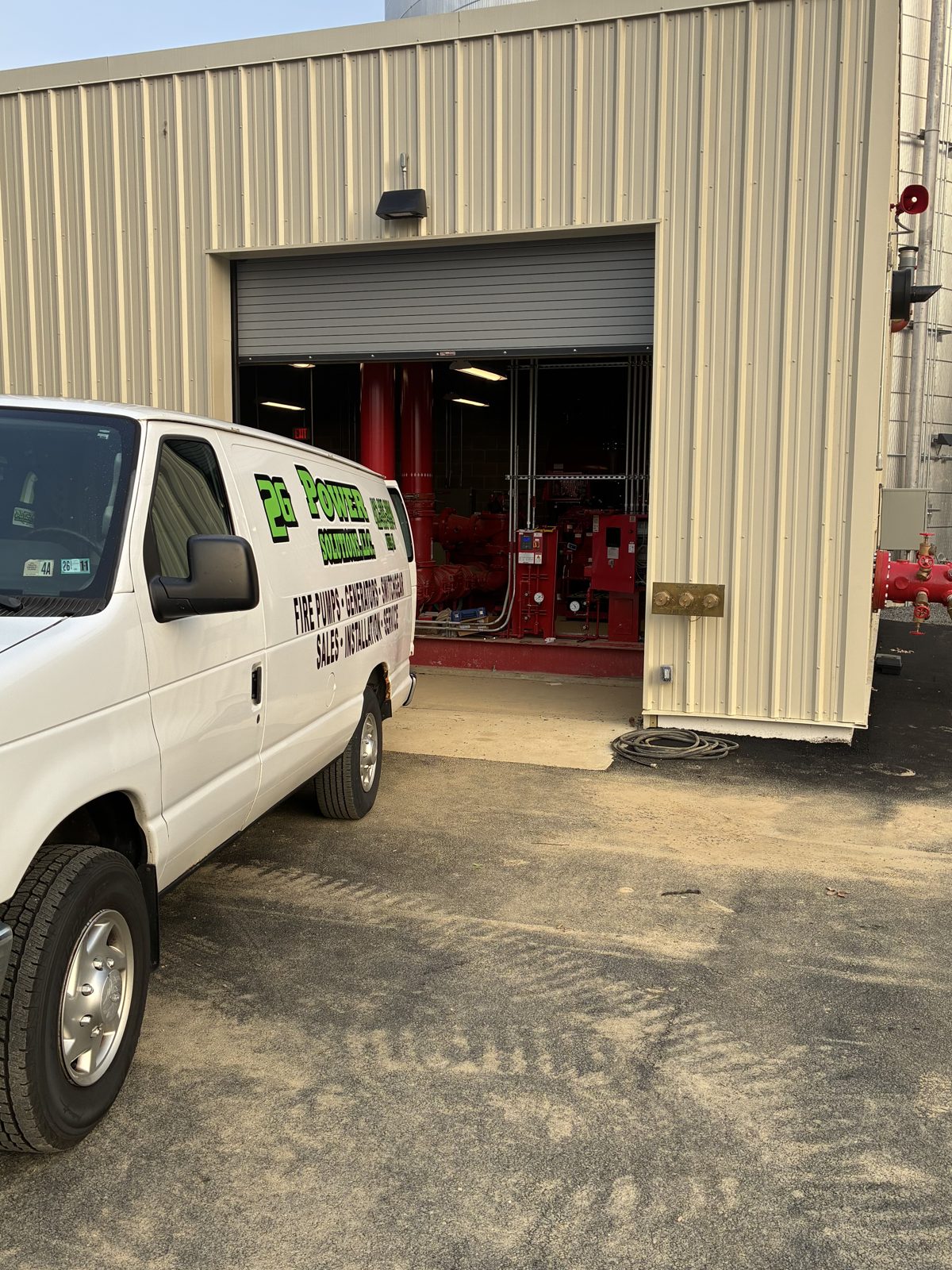 A 2G Power Solutions service van at a commercial facility near the company's Butler, PA base